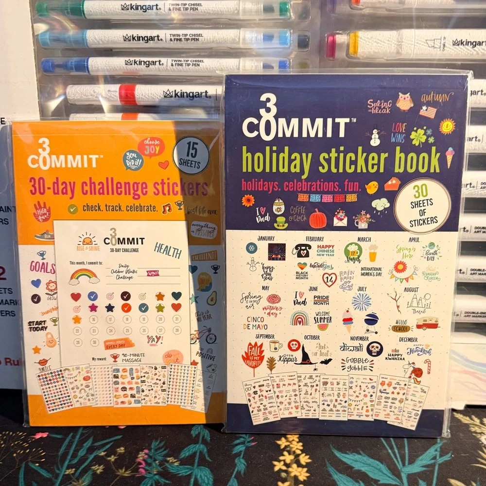 Commit 30 holiday sticker book & 30 day challenge sticker book NEW